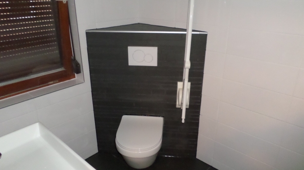 <p>Verhoogd toilet met ergonomische hulpmiddelen</p>
